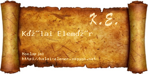 Kálai Elemér névjegykártya